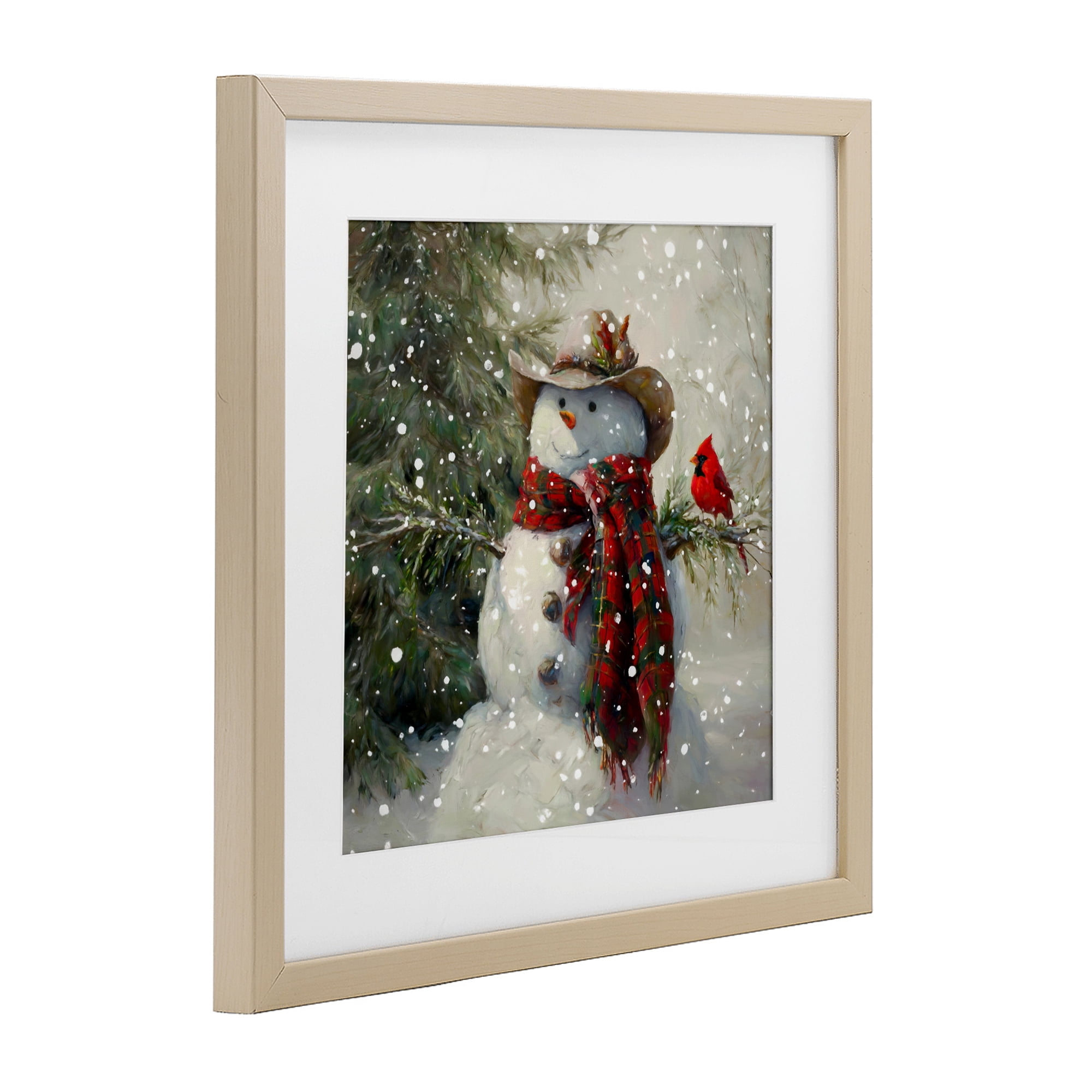 Stupell Industries Cowboy Snowman & Cardinal Birch Framed Print Under Glass, design by Tina LeCour