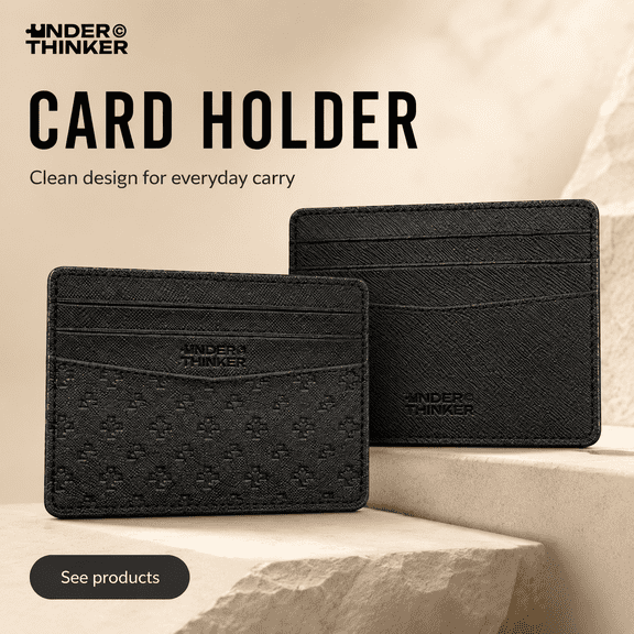 UNDER THINKER RFID Slim Card Holder Wallet for Men, PU Leather Card Wallet with Cash Pocket, Black