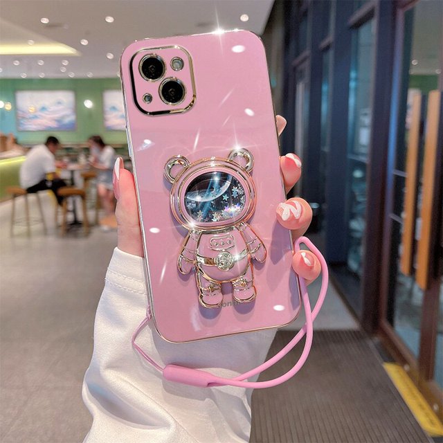 Funda de astronauta de arena movediza para iPhone 13 ProMax, funda para iPhone 14, 12 Pro, 12mini, 11, 6, 6S, 7, 8 Plus, funda trasera con soporte Fivean unisex