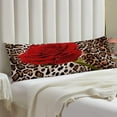 thumbnail image 2 of Leopard Body Pillow Cover Red Rose Mix Wild Animal Leopard Print Pattern Romantic Cushion Long Pillowcase with Zipper Decorative Soft Large Bedding Pillow Cases for Couch,Bedroom,Home Gifts 20"x54", 2 of 6