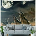 thumbnail image 4 of Creowell  Wolf Tapestry Wall Hanging Wild Animal Wall Tapestry Wolves Howl in Snowy Tapestries Winter Snow Scene Wall Decor Blanket for Bedroom Room Dorm Kids Room 60x50inch, 4 of 6