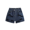 thumbnail image 3 of Shadoumai Girls Knee Length Jean Shorts Kids Trendy Baggy Denim Shorts Pockets Vintage Retro Jorts Summer Wide Leg Denim Jeans Bottoms, 3 of 6