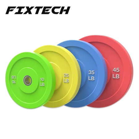 FIXTECH 2" Olympic Competition Rubber Bumper Plates with Steel Hub, Weights Plates, Bumper Weight Plate, Steel Insert, Strength Training 10-45 Lb.