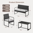 thumbnail image 4 of 4 Pieces Patio Furniture Set, Wicker Outdoor Conversation Set with Coffee Table, Patio Chairs Set for Yard, Garden, Poolside, Gray Cushions, 4 of 10