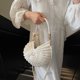 thumbnail image 4 of Bolso Bandolera Con Cadena Perlas Hombro Playa Tejido A Mano Concha Mujer () Blanco, 4 of 8