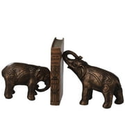 Pack of 2 Antique-Gold Patterned Elephant Bookend Pairs
