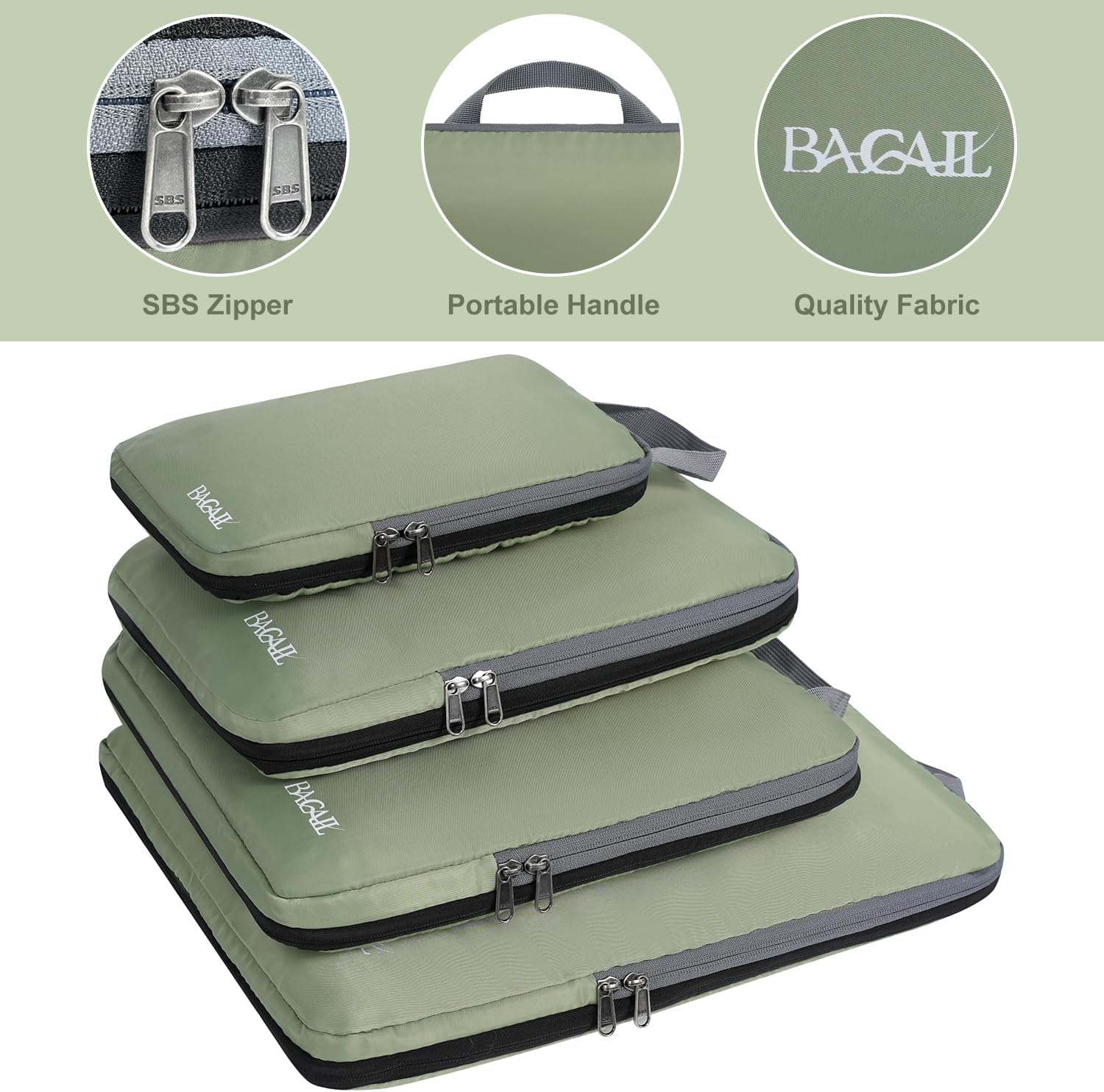 4 Set/6 Set/8 Set Compression Packing Cubes Travel Accessories Expandable Packing Organizers (Square Mesh, 05-Beige)