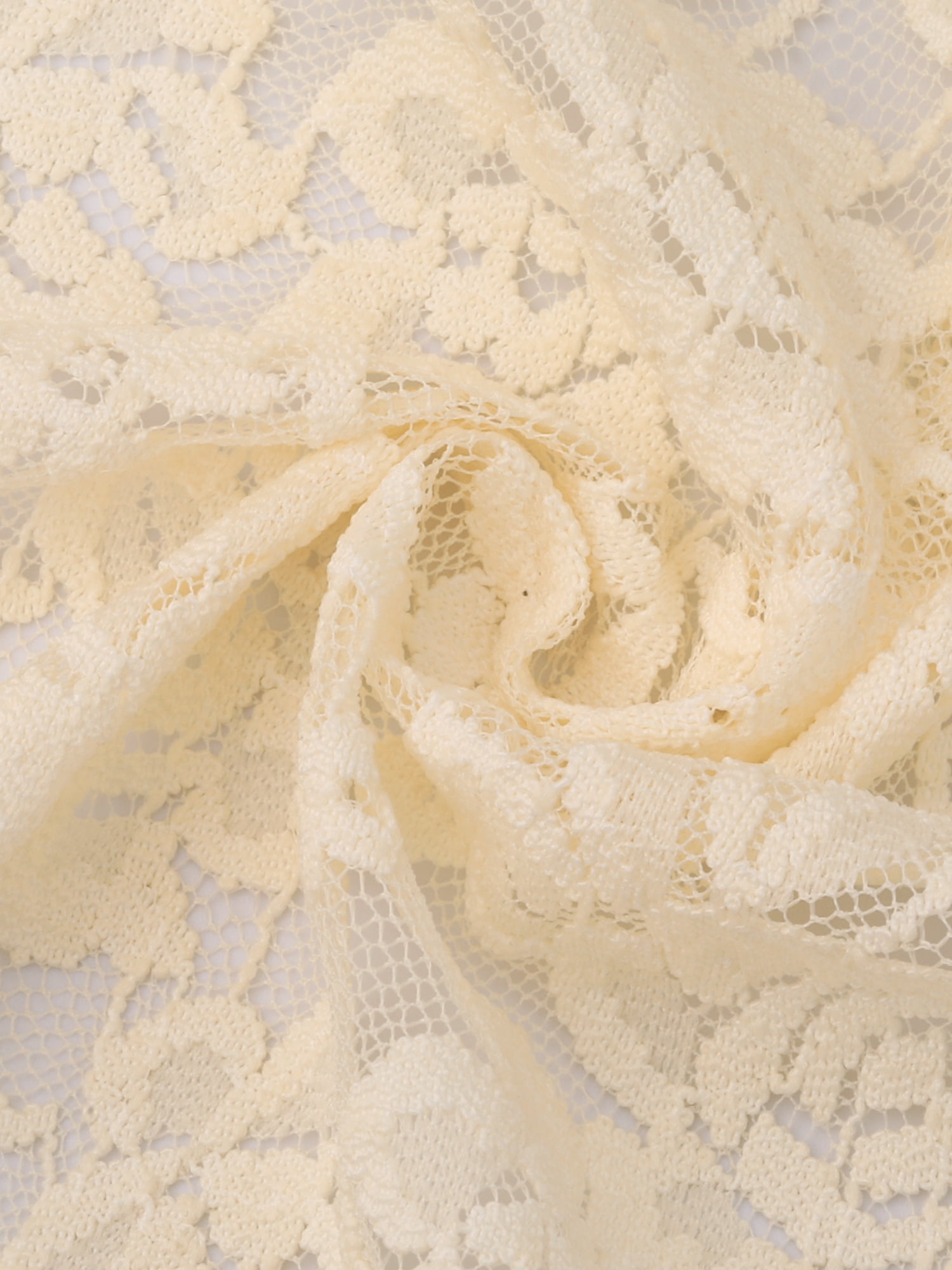 DARING DIVA Women's Ruffled Hem Floral Lace Crop Shrug Cardigan S Light Beige