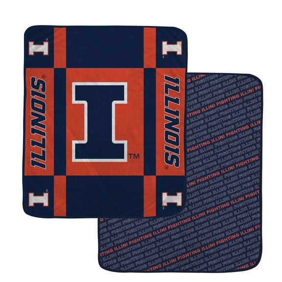 Pegasus Illinois Fighting Illini 60" x 70" Reverse Block Wordmark Double-Sided Ultra Cozy Blanket