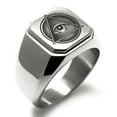 thumbnail image 1 of Stainless Steel All Seeing Eye Emblem Engraved Square Flat Top Biker Style Polished Signet Ring, 1 of 1