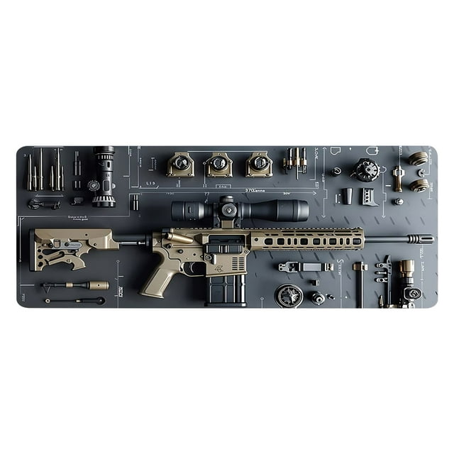 Qiweii Military Weapon Design Extra Large Gaming Mouse Pad,Non Slip Desk Mat,Weapon Build Themed Keyboard Pad