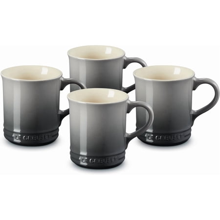 ZJTER Stoneware Set of 4 Mugs, 14 oz. each, Oyster