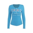 thumbnail image 4 of Sedceaty Women’s Spring Slim T-Shirt, Letter Print Long-Sleeve O-Neck Button Closure Cropped Tops, 4 of 9