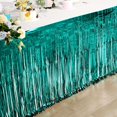 thumbnail image 6 of Efavormart 30"x9FT Metallic Foil Fringe Table Skirt, Self Adhesive Party Table Skirt - Turquoise, 6 of 11