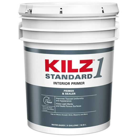KILZ 1 Standard White Flat Water-Based Acrylic Primer and Sealer 5 gal