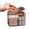 thumbnail image 2 of Caja Almacenamiento Cosméticos Con Soporte para Bolas Algodón Plástico Transparente 2 Ranuras Tocador Y Baño, 2 of 9