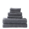 thumbnail image 1 of Denim Wash 100% Cotton 550 GSM Jacquard and Solid Combo 6-Piece Towel Set, 2 Face, 2 Hand, and 2 Bath Navy Blue, 1 of 1