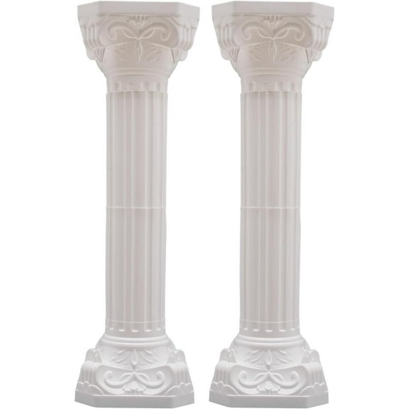 European Roman Column Stand Set - 2/4PCS Plastic Wedding Pedestal Pillars for Ceremony Aisle Decor,Plant Display, White Greek Pedestal Stands for Event Party Decorative Column (2PCS B)