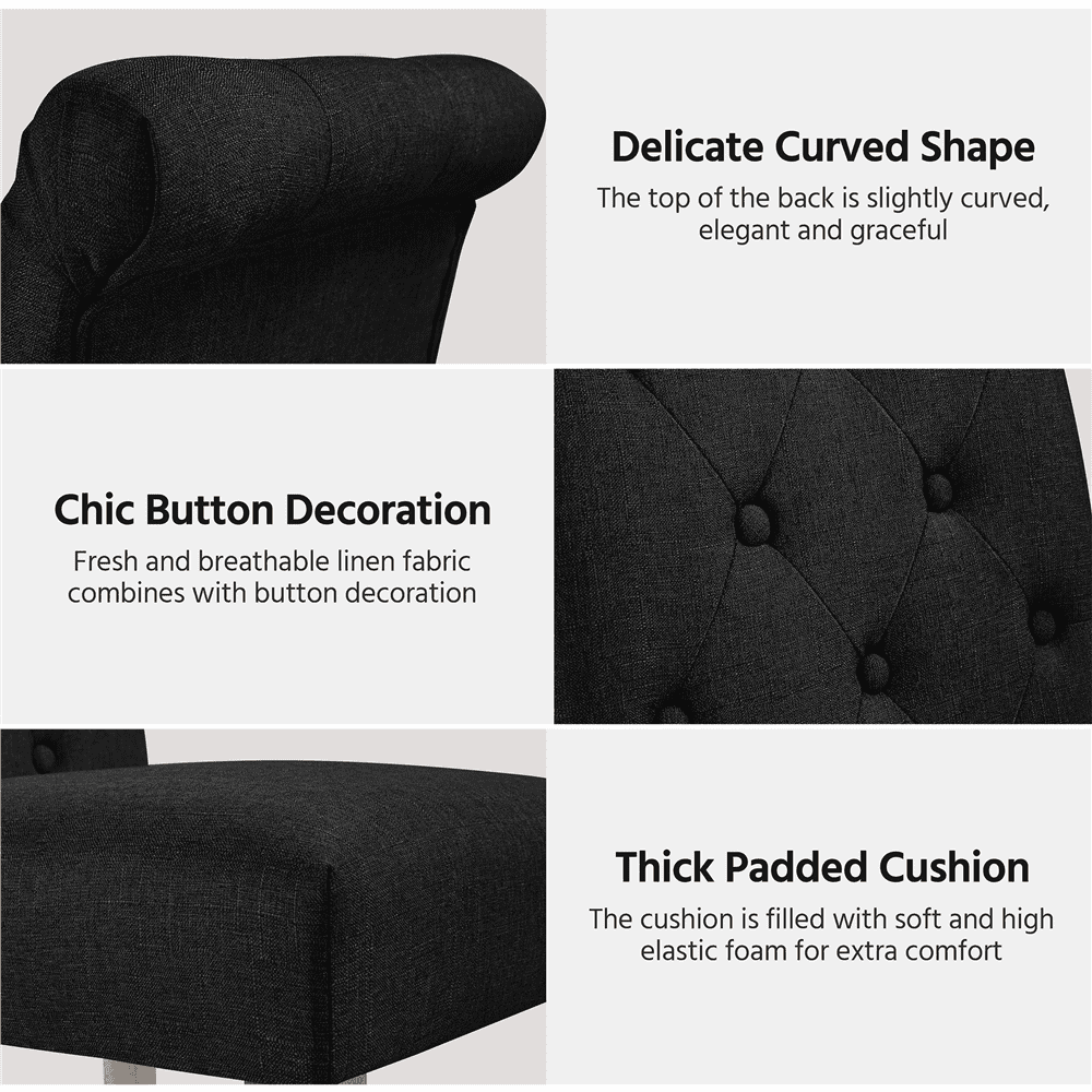 Alden Design 6 Pieces Padded Parsons Fabric Upholstered Dining Chairs, Black