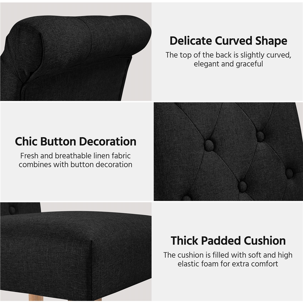 Alden Design Tufted High Back Dining Chair Set of 2, Black photo 4
