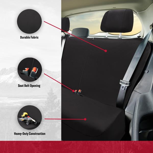 Dickies Quincy Pro-Grade Rear Bench Seat Cover for Cars, SUVs, and Crossovers, Black