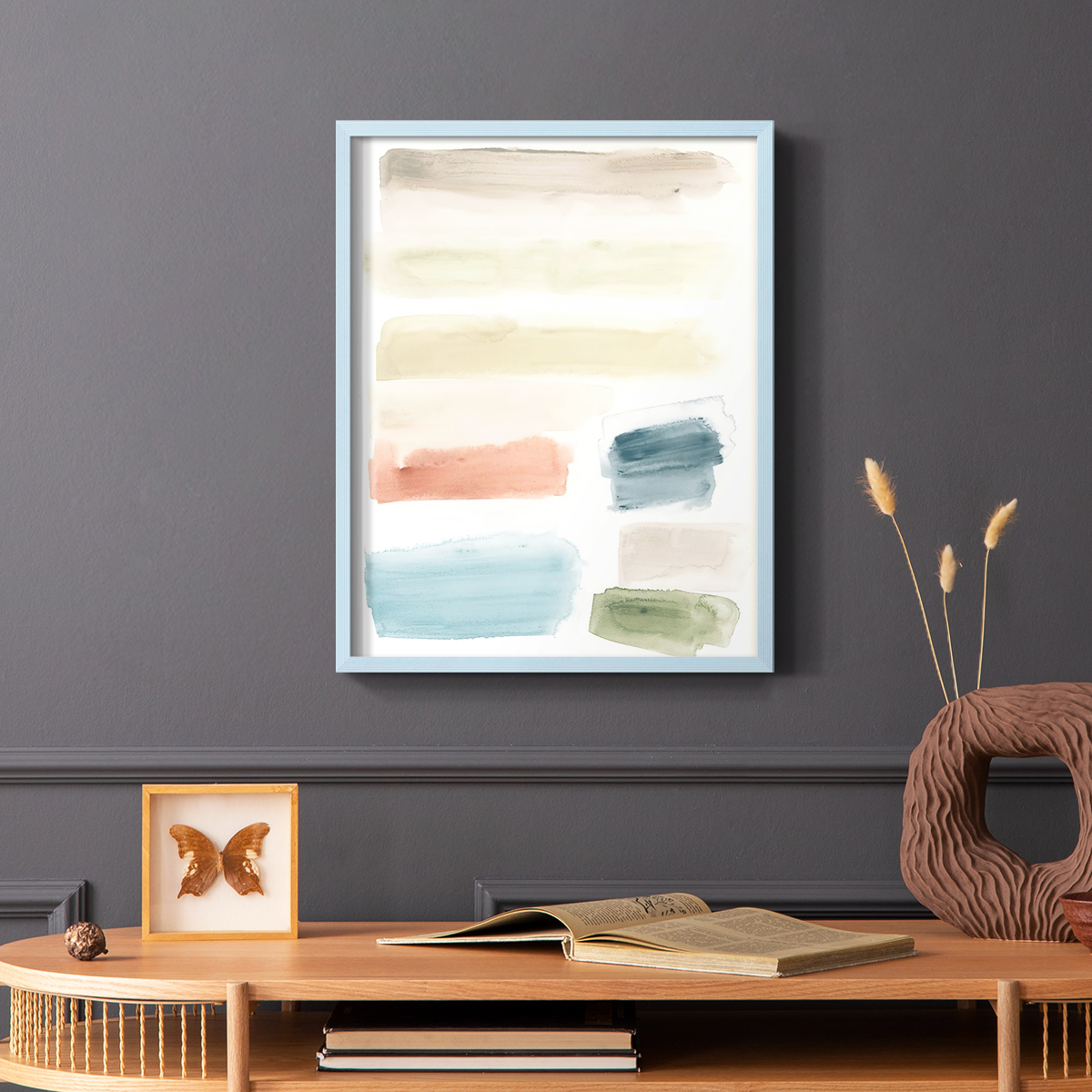 Watercolor Swatches II Framed Print in Blue Solid Wood 11 x 14 Framed Print