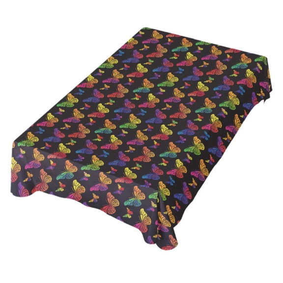 JSTEL Butterfly Print Rainbow Color Table Cloth Rectangle 54 x 72 Inch Tablecloth Anti Wrinkle Table Cover for Dining Kitchen Parties