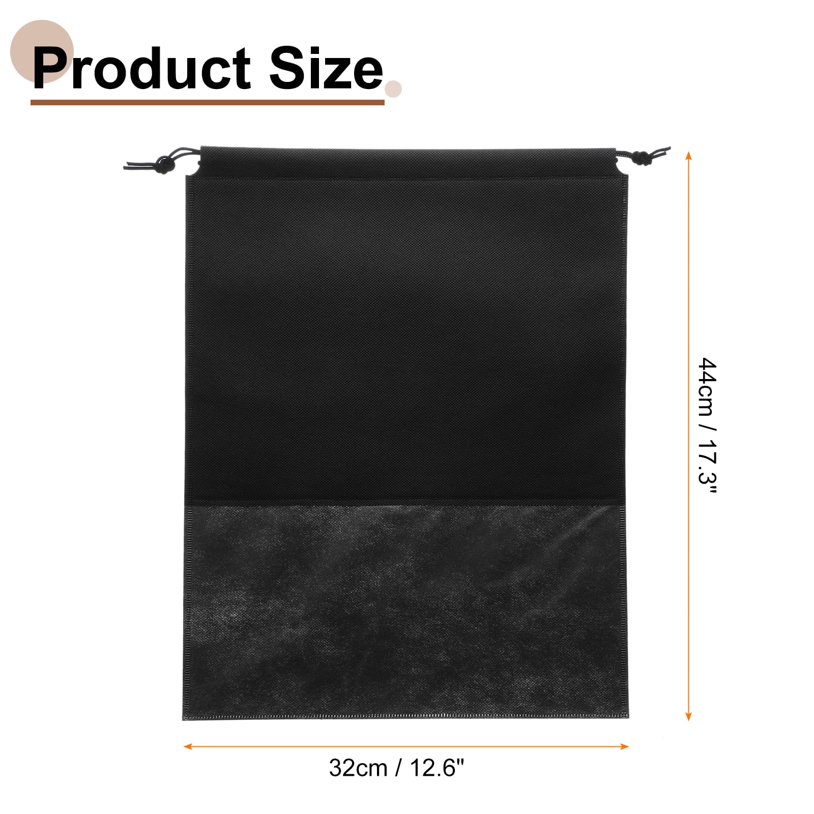 18pcs Travel Shoe Bags Non-Woven Drawstring Organizers Bags, Black