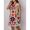 thumbnail image 3 of Multicolor Floral Print Sleeveless Round Neck Casual A-Line Dress For Women, 3 of 8