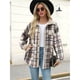 thumbnail image 4 of Chaqueta de Franela para Mujer, Estilo Otoño, A Cuadros, con Botones, Larga, Informal, de Forro , con Bolsillos. Arroz con Albaricoque L, 4 of 8