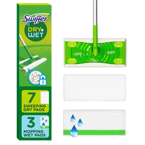 Sweeper 2 in 1 Dry   Wet Floor Cleaning and Sweeping Kit, Multi Surface Floor Cleaning Kit, Kit Includes 1 Sweeper, 7 Dry Sweeping Cloth, 3 Wet Mop Cloths