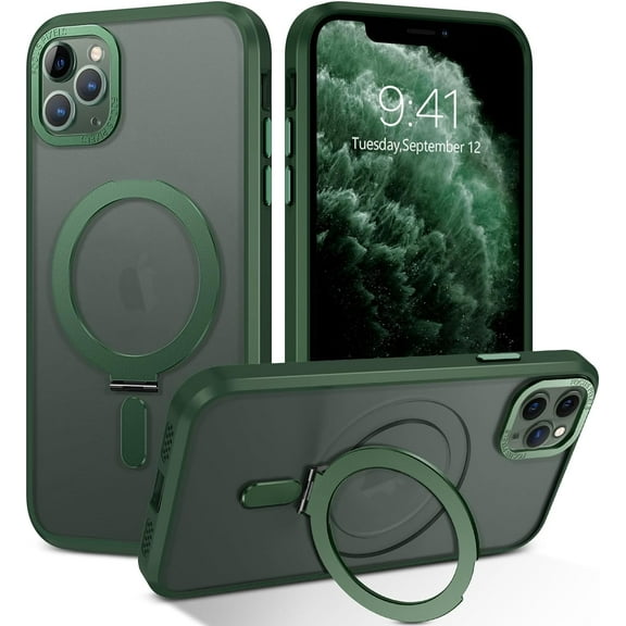 Design for iPhone 11 Pro Max Magnetic Case with Invisible Stand [Compatible with Magsafe], Full Body Protective Cover Slim Shockproof Phone Case for Apple iPhone 11 Pro Max 6.5", Green