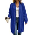 thumbnail image 2 of WIZUTIZ Women's Solid Color Button Front Jacket Mid-Length Long Sleeve Pockets Loose Fit Casual Winter Warm Coat Outerwear, 2 of 7