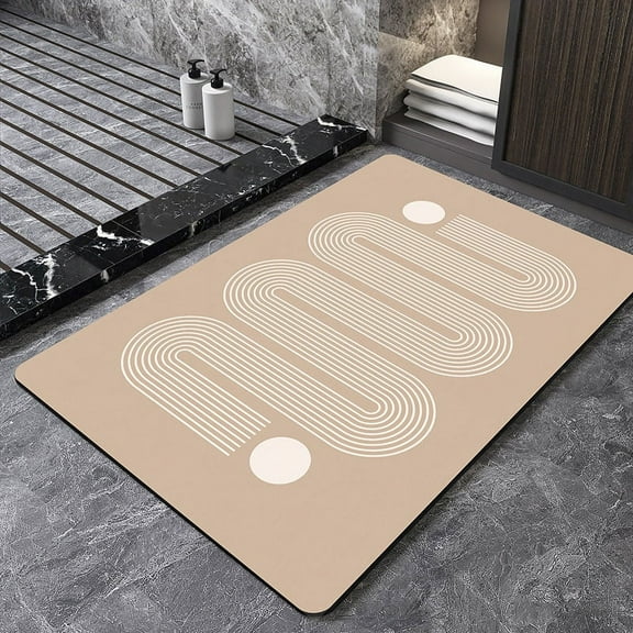 Nvzi Bathroom Rug Mat, Non-Slip Plush Shaggy Bath Carpet, Machine Wash Dry, Bath Mats for Bathroom Floor, Tub and Shower, Bathroom Runner BathMatAccessories Decor, Brown 05,16*24inch