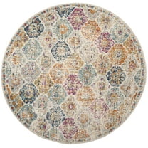 SAFAVIEH Madison Judith Distressed Area Rug, Cream/Multi, 4' x 4' Round