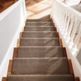 thumbnail image 3 of Pure Era Bullnose Plush Carpet Stair Treads Protector Cover 9" x 30" Indoor Shaggy Rug Self Adhensive Set of 12,Brown, 3 of 12