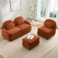 thumbnail image 4 of AUU Teddy Fabric Cloud-Like 3-Seat Modular Sectional Sofa with Curved Backrest and Armrest, Curved Lumbar Pillows, Movable Ottoman, and Supportive Double-Layer Cushion, 4 of 15