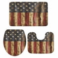thumbnail image 2 of Vintage American Flag Bathroom Rugs Set USA Patriot Non Slip Absorbent Soft Bath Mats 3 Piece Set with Bathroom Rug, U-Shaped Floor Mat, Toilet Seat Cover Large Size, 2 of 9