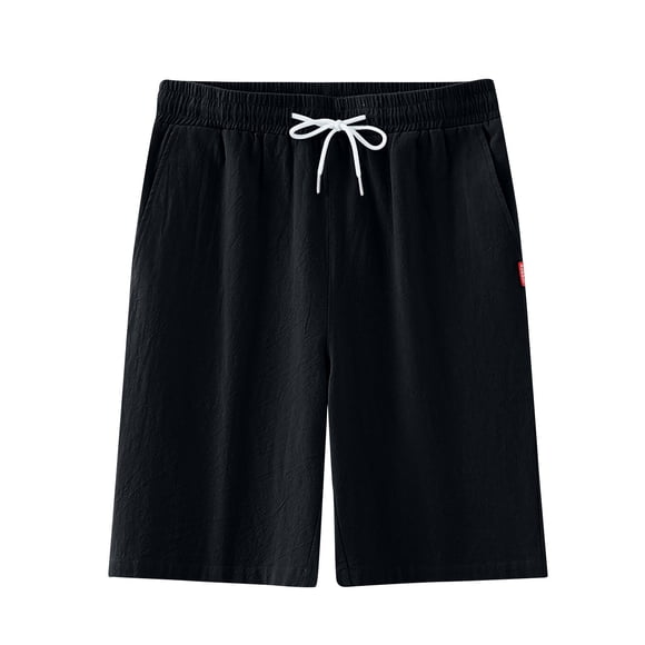 Gspmoly Shorts Men, Men'S Summer Casual and Comfortable Drawstring Pocket Elastic Waist Shorts Mens Running Shorts Deals Black L