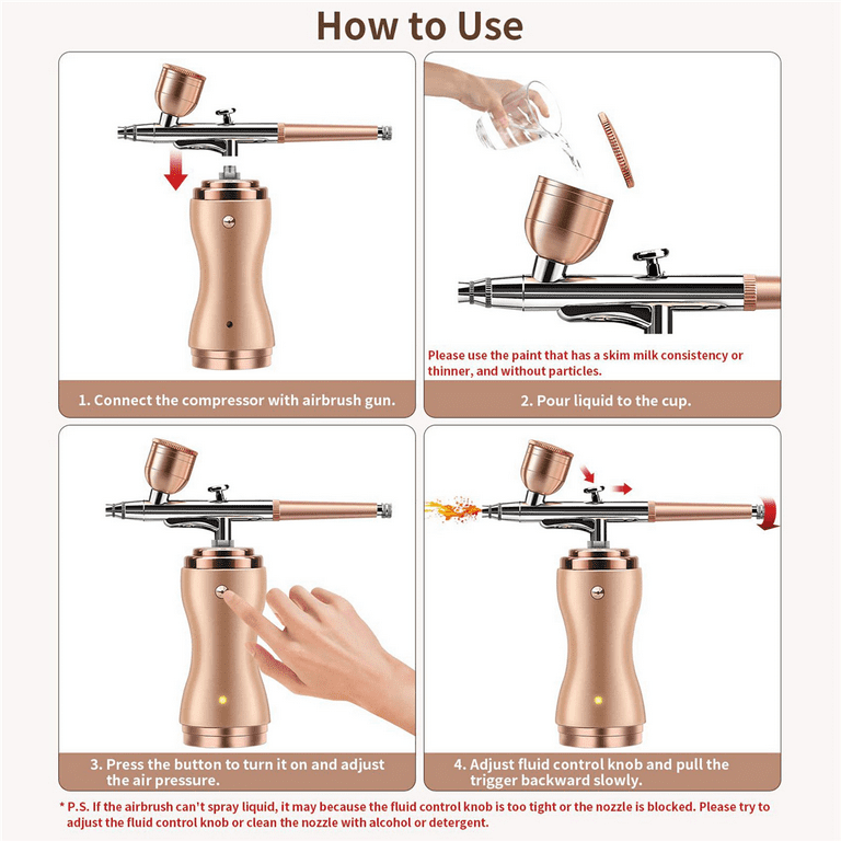 Airbrush Kit with Portable Air Brush Compressor (Huryfox)