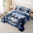 thumbnail image 3 of Manfei Cartoon Car Quilt King 3 Pieces,Kawaii Camping Camper King Coverlet Set,Dark Blue White,1 Bedspread and 2 Pillowcases, 3 of 7