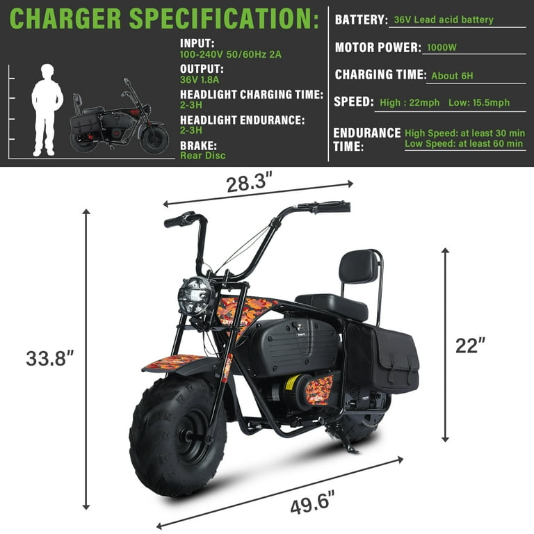 Oryxearth 1000W Electric Dirt Bike 36V Battery Mini Motorcycle for Kids and Adults Camo Walmart