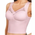 thumbnail image 2 of PInxai Longline Bras for Women Mesh Wide Straps Breathable Smoothing Back Bras Comfy Supportive Built in Bra Tank Tops,Pink,M, 2 of 5