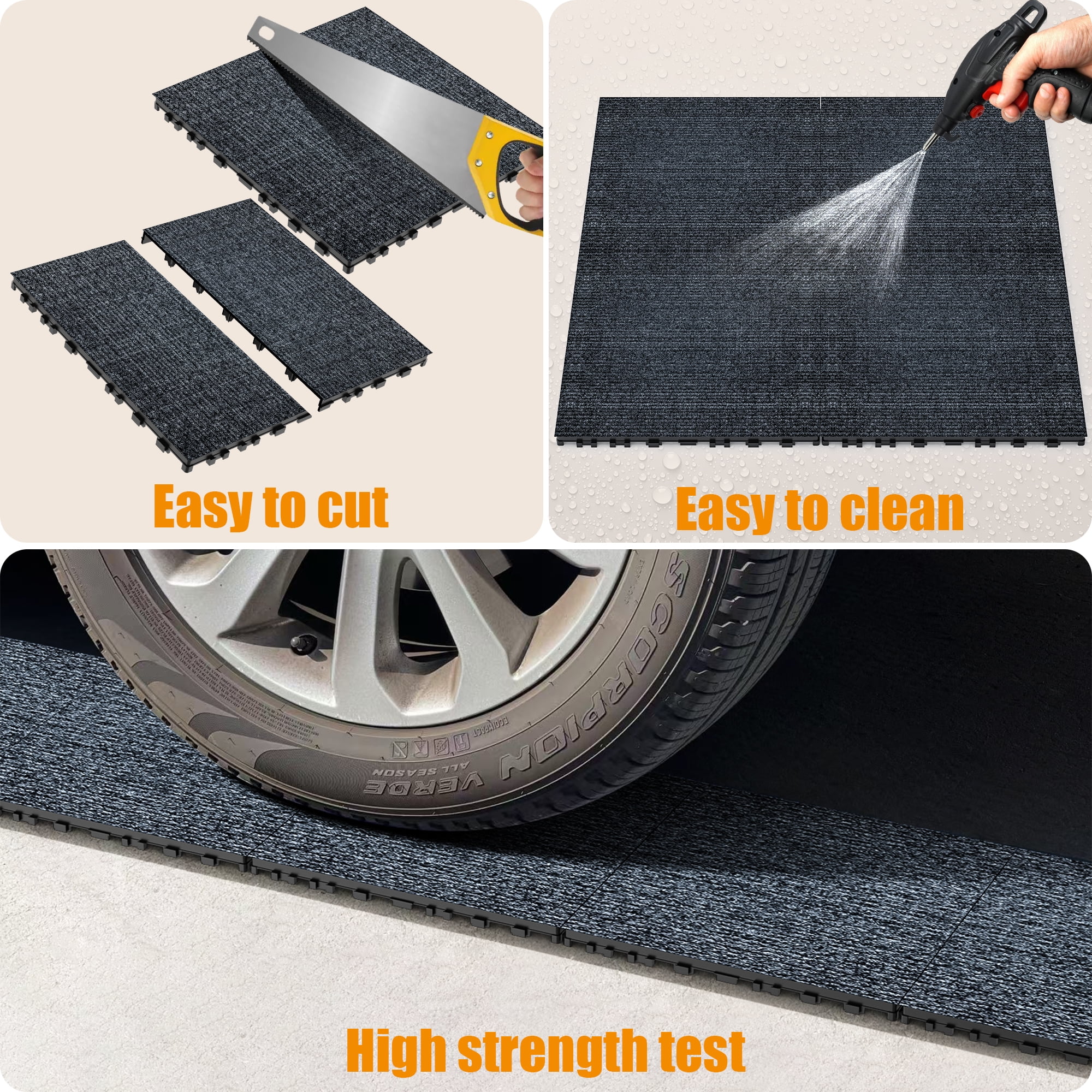 36pcs 12" Patio Deck Tiles Interlocking Carpet Floor Tiles, Anti-Slip Cushioned Rug Pad for Porch Poolside Balcony Backyard