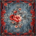 thumbnail image 3 of Square Tablecloth 52x52 inch Red Blue Vintage Retro Boho Flower Floral Waterproof Polyester Table Cloth Washable Wrinkle Resistant Fabric Table Cover for Kitchen Dining, Buffet, Party, Wedding, 3 of 6