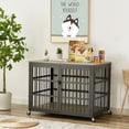 thumbnail image 3 of Dog Crate Furniture, 38.4" Large Dog Kennel Indoor with Flip-Top, Indestructible Dog Crate End Side Table with Wheels,Modern Furniture Style Pet Cage with Side Openings for Large Medium Size Dogs, 3 of 6