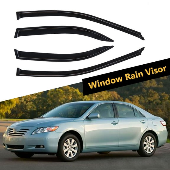 SCITOO Outside Mount Window Visor Deflector Rain Guard Dark Smoke, 4 Pcs Set Fit for 2002-2006 For Toyota Camry