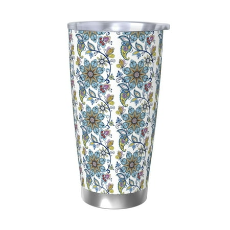 

Zeuib Flowers and Butterflies Printed 20oz Stainless Steel Insulated Car Cup Stainless Steel Thermal Cup Vacuum Insulated Leak-proof Travel Mug Cup-Without Straw