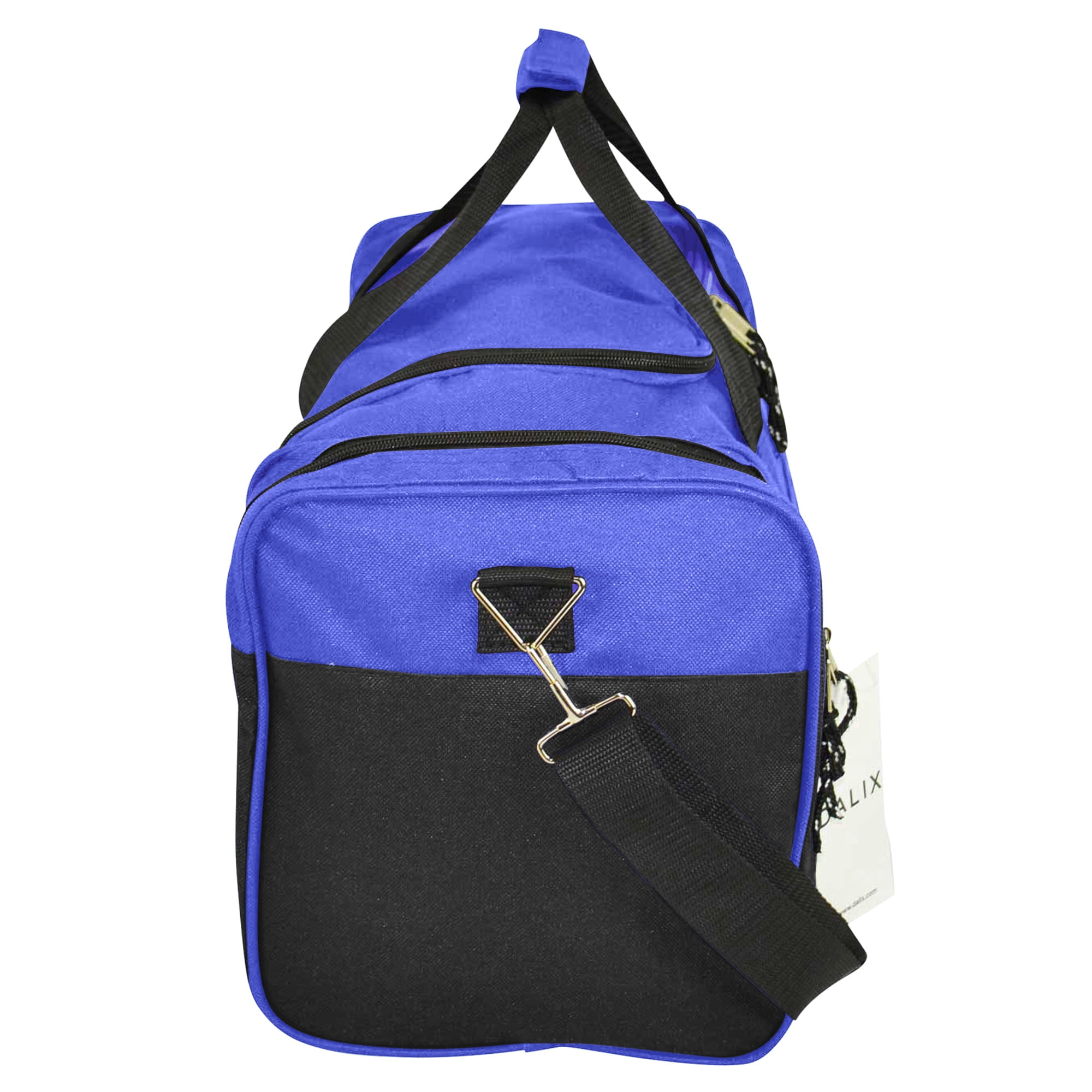 Meet the DALIX 21 Blank Sports Duffle Bag - the perfect accessory for active individuals and frequent travelers. Available in a stunning Royal Blue color, this gym bag is not only stylish but also practical. With its adjustable strap, it offers added convenience for those on the go.

Boasting a generous 21-inch length, this duffle bag has ample space to fit all your essentials. From clothing to shoes and other gym or travel necessities, the large main compartment ensures you can pack everything you need. Crafted with high-quality materials and reinforced stitching, this bag is built to last and withstand regular use.

Versatile and comfortable to carry, the DALIX duffle bag features an adjustable strap for customizable transport options. Whether you prefer hand-carrying or hands-free carrying with the shoulder strap, this bag has you covered. Add a pop of vibrancy and sophistication to your sports or travel gear with the sleek Royal Blue design of this functional and durable sports duffle bag.