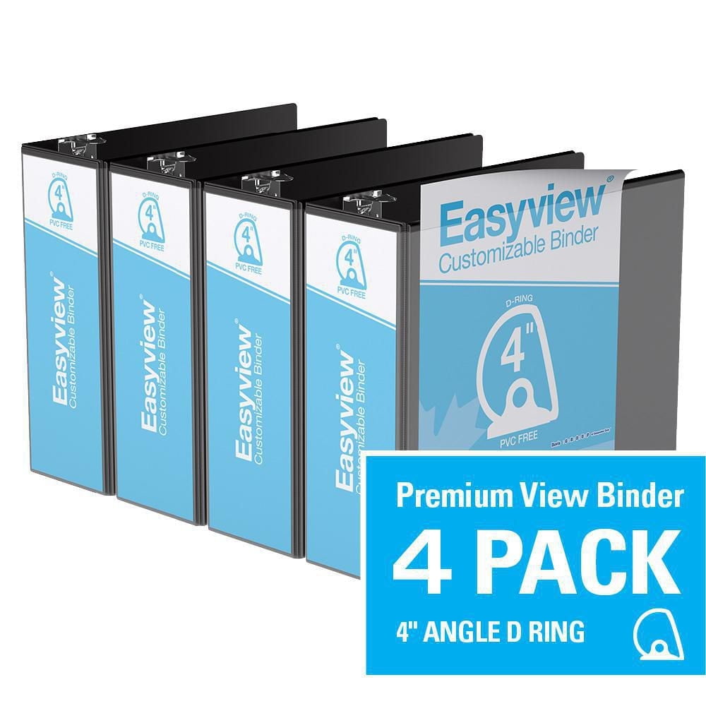 Davis Group, Easyview Premium, D Ring, Customizable, View Binder, 4 Pack, 4"